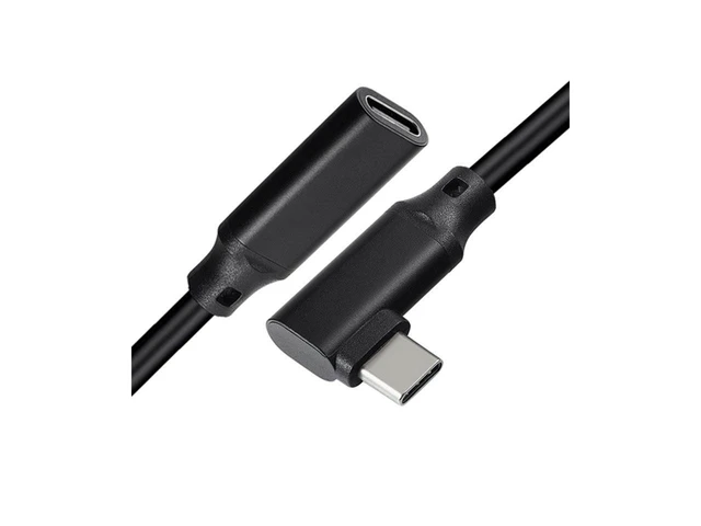 Alt view image 4 of 5 - USB Type C Male to Female Adapter,USB-C USB 3.1 Type-C Right & Left Angled 90 Degree 4K@60Hz UHD with Audio/5A/10Gbps Extension Cable Laptop & Tablet & Cell Phone - 8inch,Black