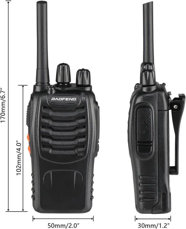 Alt view image 2 of 6 - BF-88A 5W FRS Frequency Handheld Walkie Talkie Black (2pcs/Pair)