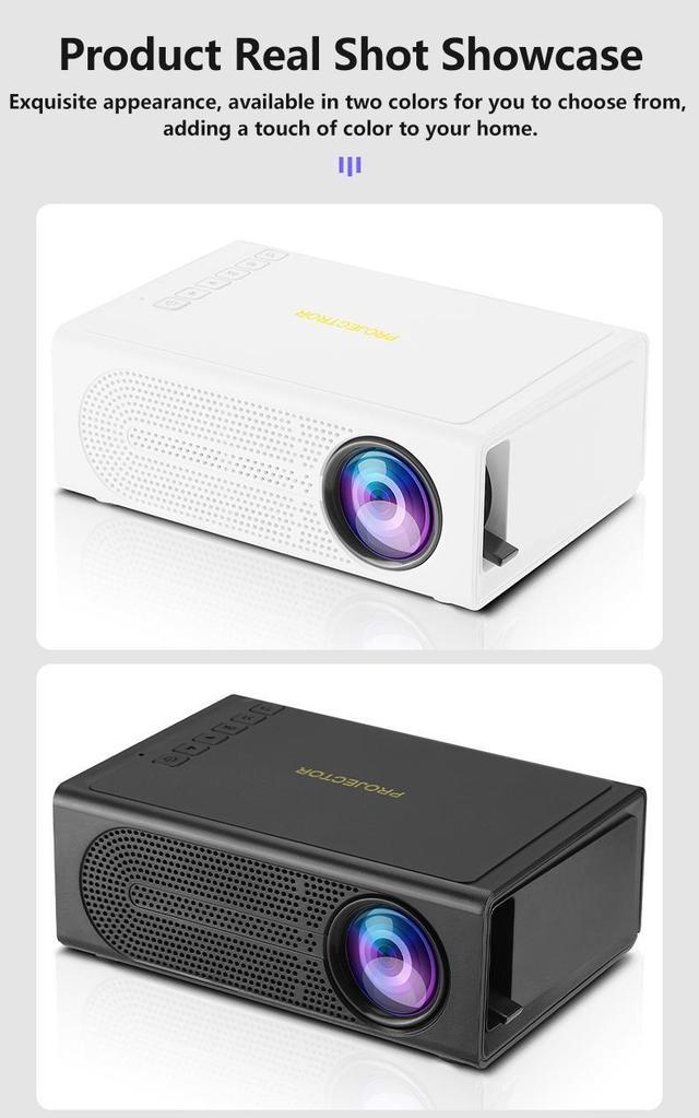M200 Portable Projector Video Home Cinema 1080P 3D Mini WiFi Phone Android  TV White 