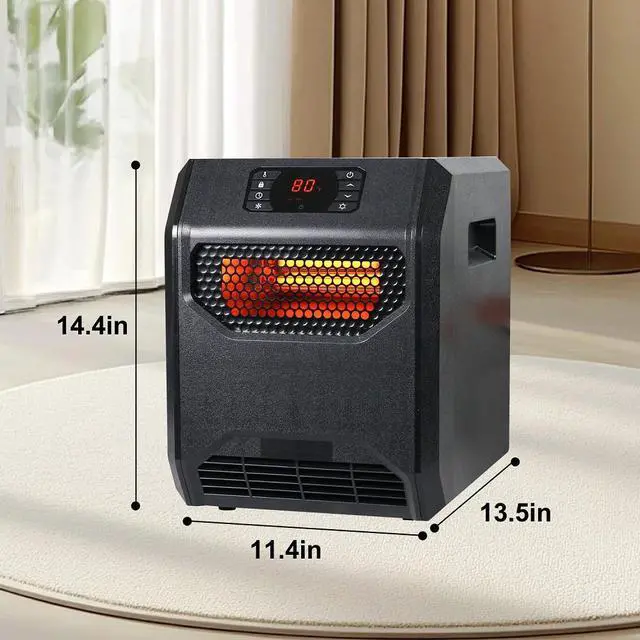 Alt view image 2 of 5 - Space Heater for Indoor Use, 1500W Electric Infrared Heater with Thermostat, Portable Space Heater with UVC Air Purification and Remote Control for Office Bedroom