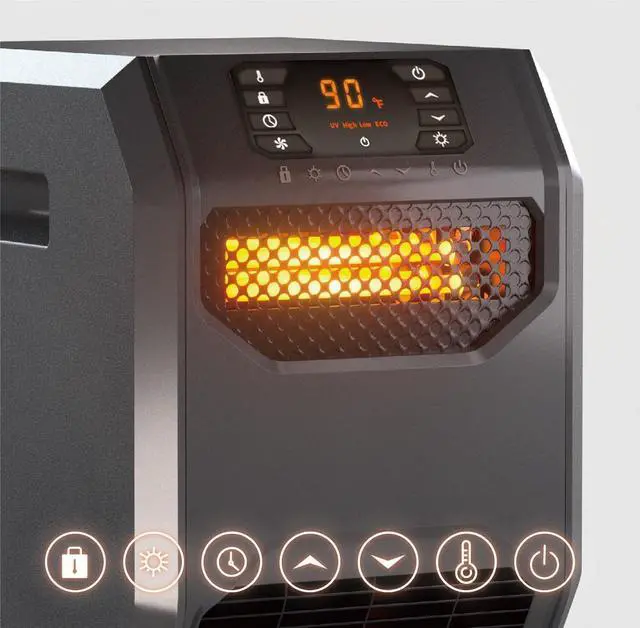 Alt view image 5 of 5 - Space Heater for Indoor Use, 1500W Electric Infrared Heater with Thermostat, Portable Space Heater with UVC Air Purification and Remote Control for Office Bedroom