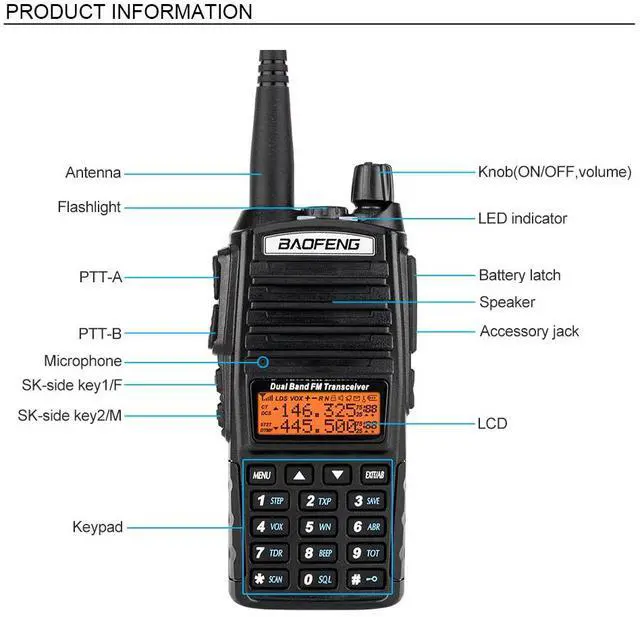 Alt view image 7 of 7 - UV82 Dual Band Dual Standby Dual Display 5W Handheld Two Way Radio Walkie Talkie Black