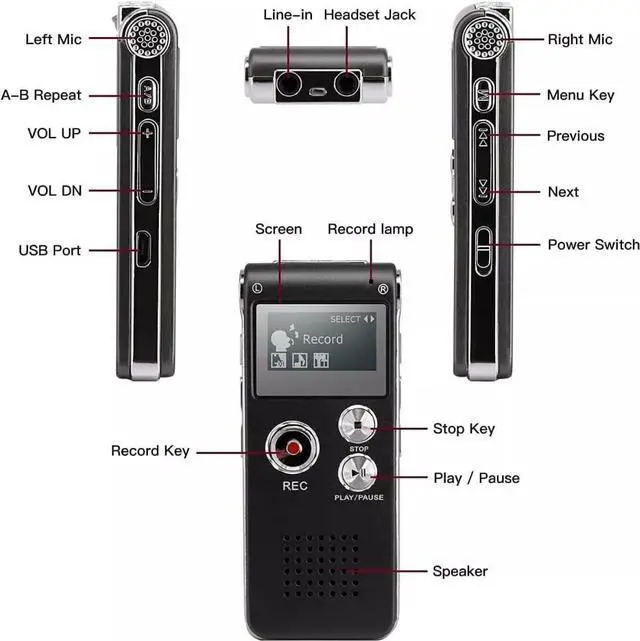 Alt view image 3 of 7 - Digital Voice Recorder Dictaphone Audio Sound Recorder Mini Small Spy Lecture