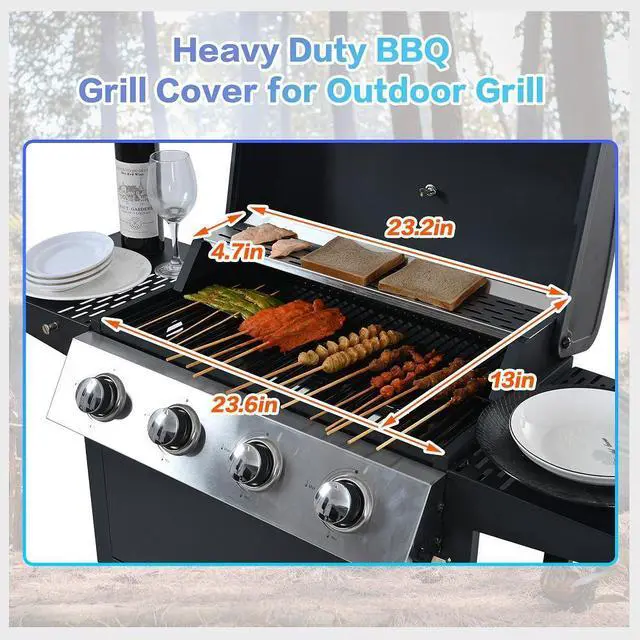 Alt view image 5 of 7 - Propane Gas Grill 4 Burner Barbecue Grill, Stainless Steel 34,000 BTU Patio Garden Barbecue Grill with Two Shelves, Lid, Wheels and Bottle Opener