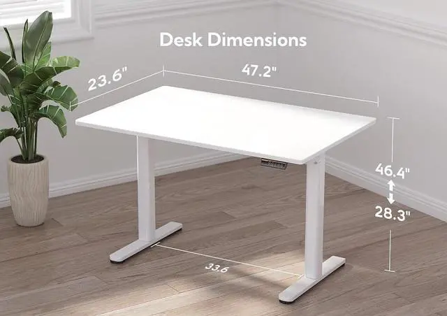 Alt view image 3 of 7 - 48 Inch Electric White Glass Standing Desk, Adjustable Height ,Quick Install Home Office Computer Desk, Stand Up Desk