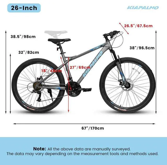 Alt view image 2 of 6 - 26-Inch Mountain Bike for Adults and Teenagers, High Carbon Steel Frame, Front and Rear Mechanical Disc Brakes, 21-Speed Gear System, 26x2.125 Tires