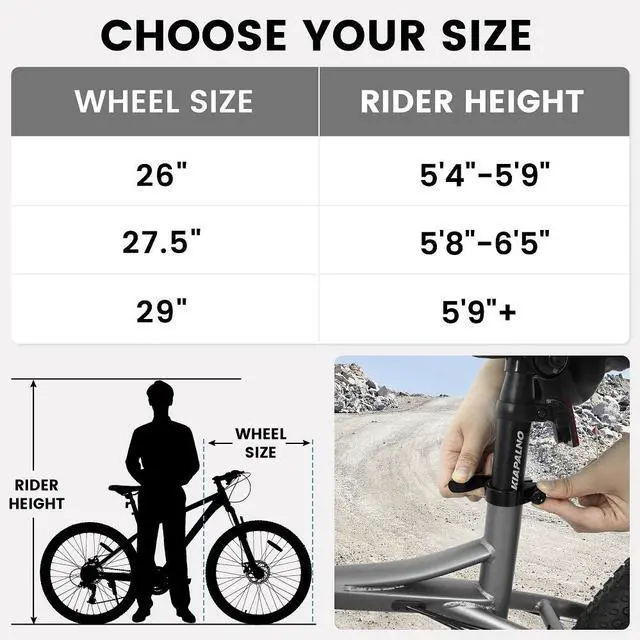 Alt view image 5 of 6 - 26-Inch Mountain Bike for Adults and Teenagers, High Carbon Steel Frame, Front and Rear Mechanical Disc Brakes, 21-Speed Gear System, 26x2.125 Tires