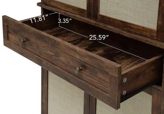 Alt view image 4 of 7 - 72in 4 Door Cabinet with 1 Drawer, with 4 Adjustable Inner Shelves, Storage Cabinet