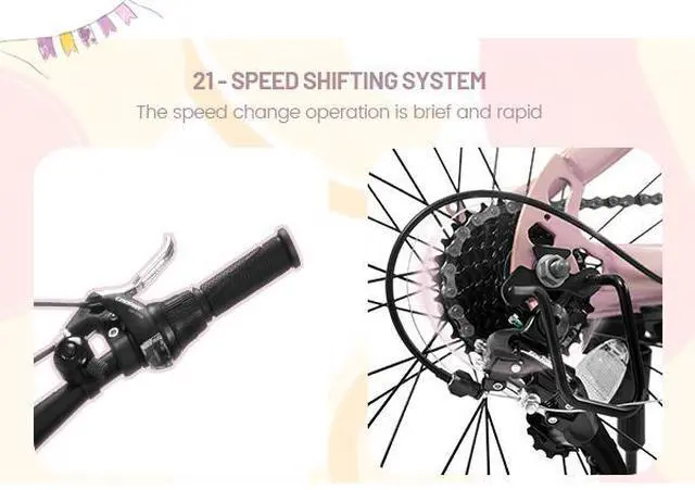 Alt view image 2 of 7 - 20 inch Children's Bicycle, Shock Absorbing Front Fork, 21 - Speed, V - brakes, Mountain Tire, Boys and Girls Kids Bike for Outdoor Adventure