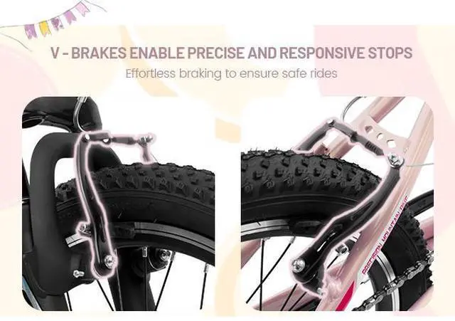 Alt view image 7 of 7 - 20 inch Children's Bicycle, Shock Absorbing Front Fork, 21 - Speed, V - brakes, Mountain Tire, Boys and Girls Kids Bike for Outdoor Adventure
