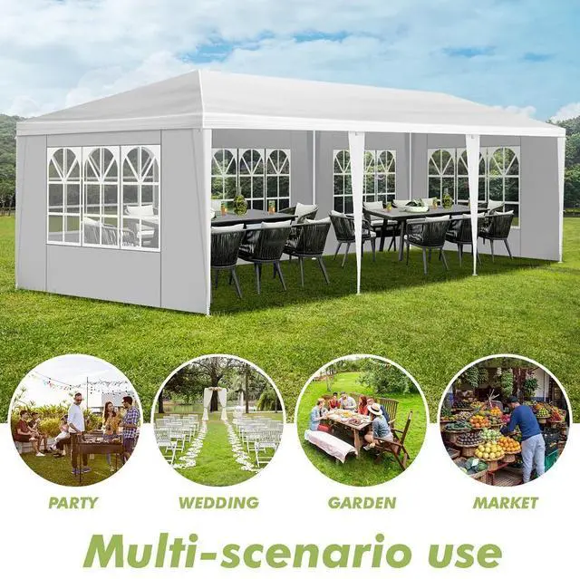 Alt view image 6 of 7 - 10*30FT Wedding Tent with 5 Removable Sidewalls,Outdoor Use for Party,Wedding,Marketplace
