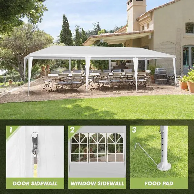 Alt view image 3 of 7 - 10*30FT Wedding Tent with 5 Removable Sidewalls,Outdoor Use for Party,Wedding,Marketplace