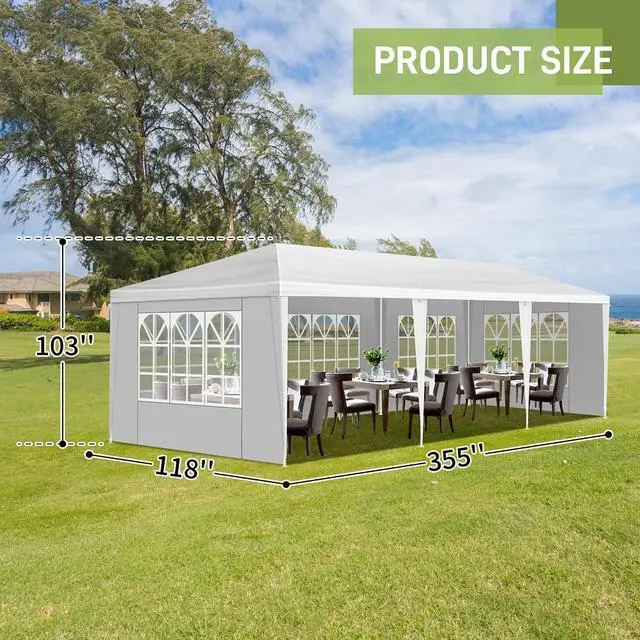 Alt view image 4 of 7 - 10*30FT Wedding Tent with 5 Removable Sidewalls,Outdoor Use for Party,Wedding,Marketplace