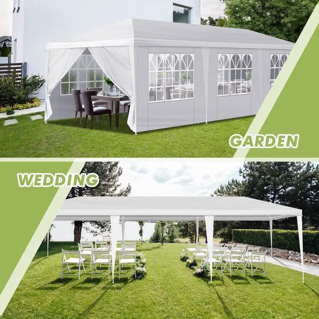 Alt view image 7 of 7 - 10*30FT Wedding Tent with 5 Removable Sidewalls,Outdoor Use for Party,Wedding,Marketplace