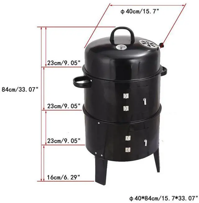 Alt view image 2 of 7 - Outdoor double-layer grill, charcoal wood fired braising and smoking stove