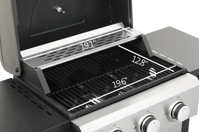 Alt view image 3 of 7 - 3-Burner Propane Gas BBQ Grill, 25650BTU Output With Wire Enamel Cooking Grids For Outdoor Barbecue, Foldable Side Table, Stainless Steel