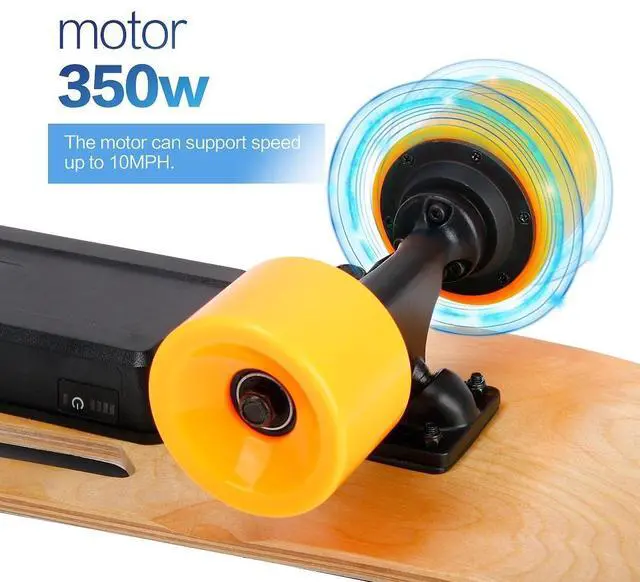 Alt view image 2 of 5 - Small Electric Skateboard with Remote Control, 350W, Max 10 MPH, 7 Layers Maple E-Skateboard, load up to 100kg for Adult, Teens, and Kids
