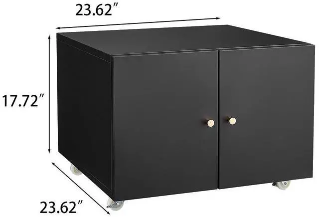 Alt view image 2 of 5 - Black Metal Double-Door Printer Cabinet - 360° Lockable Casters, Crafted From Steel, Adjustable Shelves, Waterproof And Not Easy To Wear, Modern Design For Office, Home, Garage.