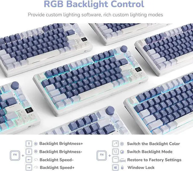 Alt view image 3 of 7 - RK ROYAL KLUDGE M75 Mechanical Keyboard with OLED Smart Display and Volume Knob, 2.4G/USB-C/BT Gasket Mounted 75% Layout Wireless Gaming Keyboard with 81 Keys, RGB Backlit Hot-Swappable Brown Switch