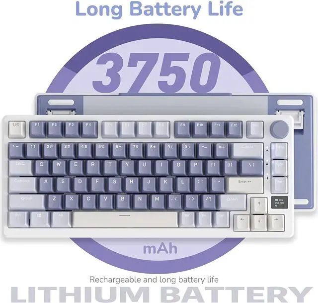 Alt view image 6 of 7 - RK ROYAL KLUDGE M75 Mechanical Keyboard with OLED Smart Display and Volume Knob, 2.4G/USB-C/BT Gasket Mounted 75% Layout Wireless Gaming Keyboard with 81 Keys, RGB Backlit Hot-Swappable Brown Switch