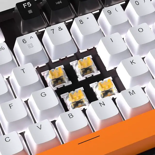 Alt view image 2 of 7 - MageGee 75% Mechanical Gaming Keyboard, Yellow Switch, LED White Backlit, 87 Keys Compact TKL Wired Computer Keyboards for Windows Laptop PC Gamer - White/Black