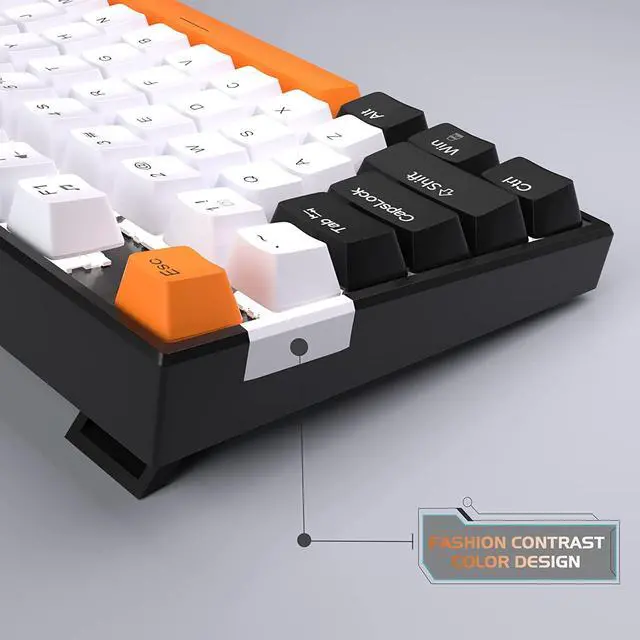 Alt view image 4 of 7 - MageGee 75% Mechanical Gaming Keyboard, Yellow Switch, LED White Backlit, 87 Keys Compact TKL Wired Computer Keyboards for Windows Laptop PC Gamer - White/Black