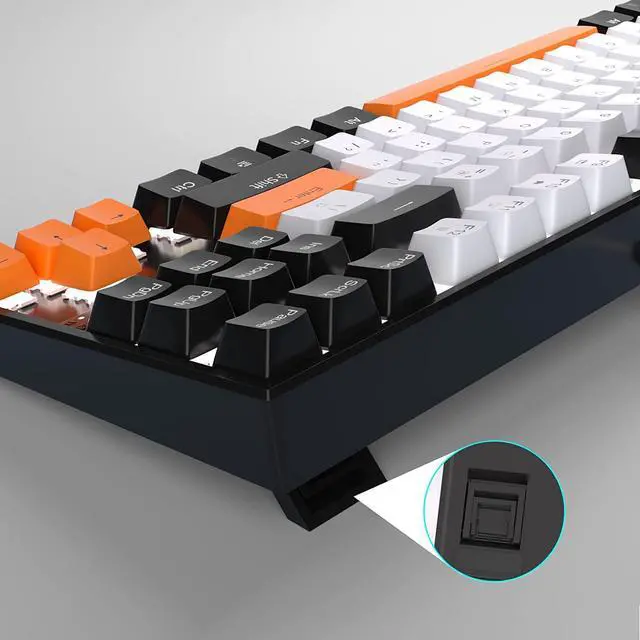 Alt view image 5 of 7 - MageGee 75% Mechanical Gaming Keyboard, Yellow Switch, LED White Backlit, 87 Keys Compact TKL Wired Computer Keyboards for Windows Laptop PC Gamer - White/Black