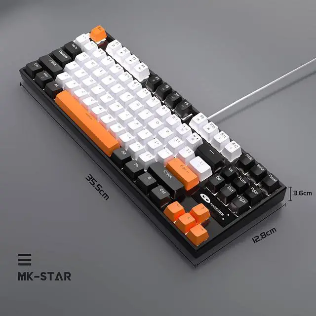 Alt view image 7 of 7 - MageGee 75% Mechanical Gaming Keyboard, Yellow Switch, LED White Backlit, 87 Keys Compact TKL Wired Computer Keyboards for Windows Laptop PC Gamer - White/Black