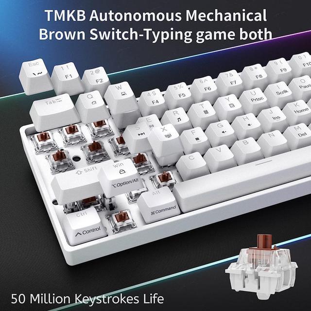 Alt view image 3 of 7 - DIERYA 60% Mechanical Keyboard, DK61se Wired Gaming Keyboard with Brown Switches, LED Backlit Ultra-Compact 61 Keys Mini Office Keyboard for Windows Laptop PC Gamer TypistWhite