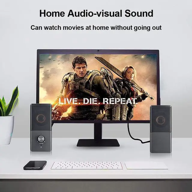 Alt view image 4 of 7 - Computer Speaker, Compact Size Speaker with Headphone Jack, Enhanced Bass and Volume Control, Stereo 2.0 USB Powered 3.5mm Aux Multimedia Speakers for Laptop/Desktop/Tablets/Phone