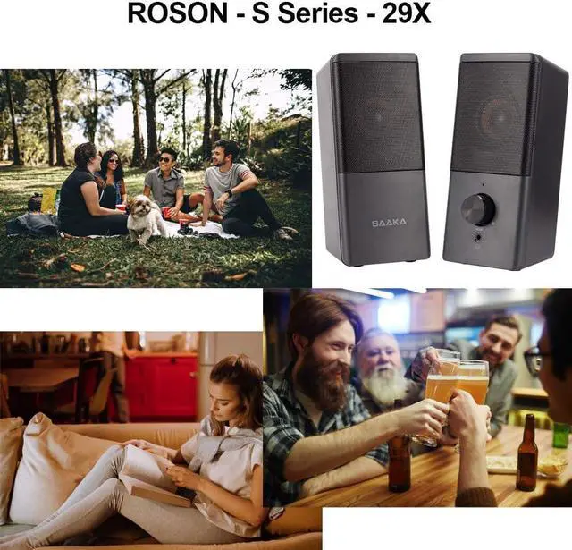 Alt view image 5 of 7 - Computer Speaker, Compact Size Speaker with Headphone Jack, Enhanced Bass and Volume Control, Stereo 2.0 USB Powered 3.5mm Aux Multimedia Speakers for Laptop/Desktop/Tablets/Phone