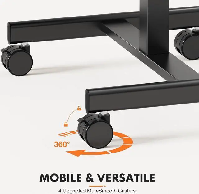 Alt view image 6 of 7 - Mobile Small Stading Desk - Sit Stand Desk, Portable Rolling Laptop Desk with Lockable Wheels, Overbed Table with Wheels Adjustable Height, Computer Workstations, Brown