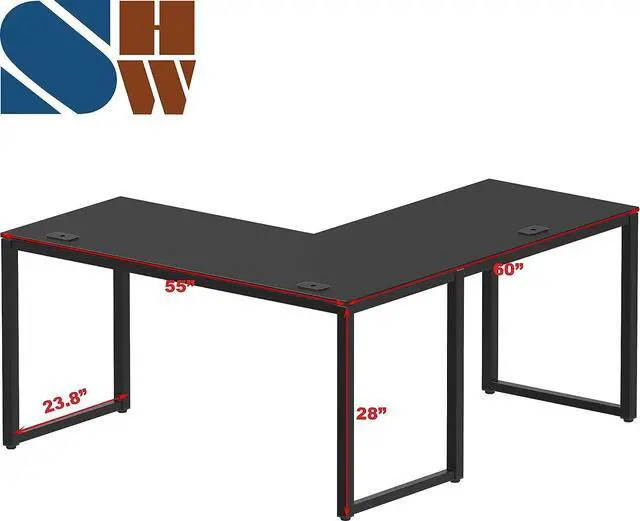 Alt view image 3 of 7 - Artwork L-Shaped Desk, 24" Deep - Black