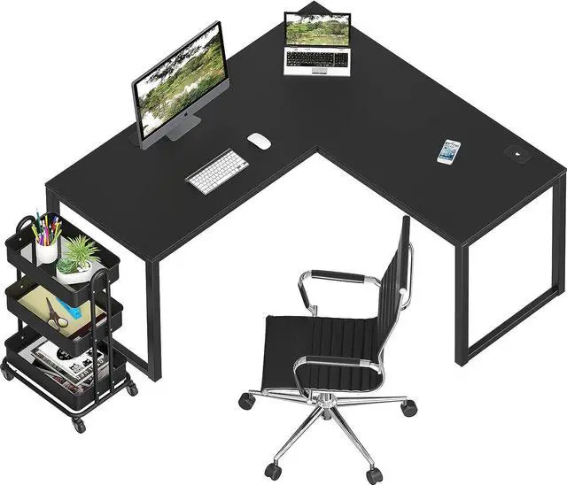 Alt view image 4 of 7 - Artwork L-Shaped Desk, 24" Deep - Black