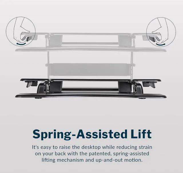Alt view image 6 of 7 - Vari VariDesk Pro Plus 36 - Adjustable Desk Converter with 11 Height Settings - Laptop Sit Stand Desk Riser for Table Tops and Home Office- Fully Assembled with Spring Loaded Lift- Black