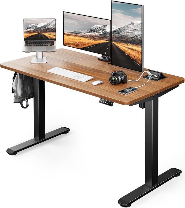 Electric Standing Desk 48 x 24 Inches, Height Adjustable Computer Desk Sit Stand  Desk Home Office Desks with Splice Board and A Under Desk Cable Management  Tray, Rustic Brown Top/Black Frame 