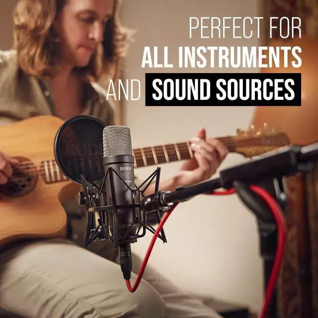 Alt view image 5 of 7 - NT1 5th Generation Large-diaphragm Studio Condenser Microphone with XLR and USB Outputs, Shock Mount and Pop Filter for Music Production, Vocal Recording and Podcasting (Black)