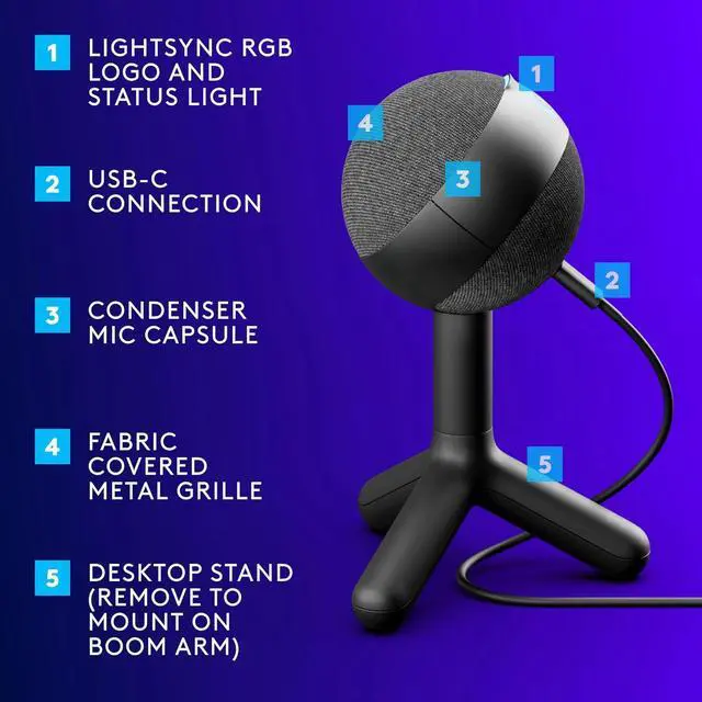 Alt view image 5 of 7 - G335 Wired Gaming Headset + Yeti Orb RGB Gaming Microphone with LIGHTSYNC, USB Mic - White