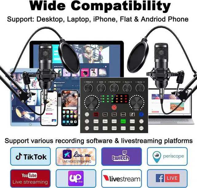 Alt view image 5 of 7 - Podcast Equipment Bundle for 2, V8s Voice Changer with BM-800 Podcast Microphone Bundle - Studio Condenser Microphone Perfect for Podcasting, Recording, Singing, Streaming and Gaming