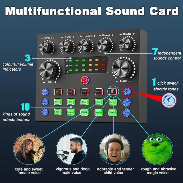 Alt view image 4 of 7 - Podcast Equipment Bundle, BM800 Podcast Microphone Bundle with V8s Voice Changer, Condenser Microphone Recording Studio Package for Podcasting Live Streaming Singing PC Mobile TikTok YouTube