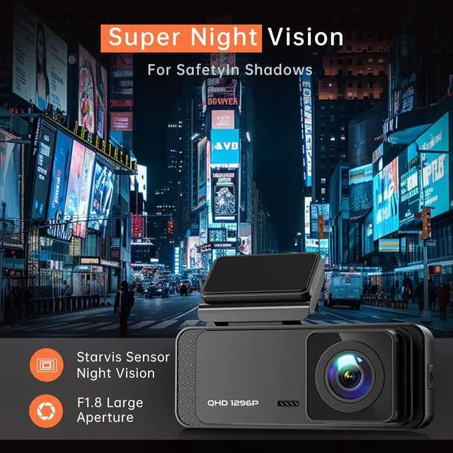 Alt view image 5 of 7 - Dash Cam, 1296P Front Dashcam, Veement V300 WiFi Dash Camera for Cars with App, Night Vision, Mini Hidden Single Car Camera, Loop Recording, 24H Parking Mode, Support 256GB Max, Black