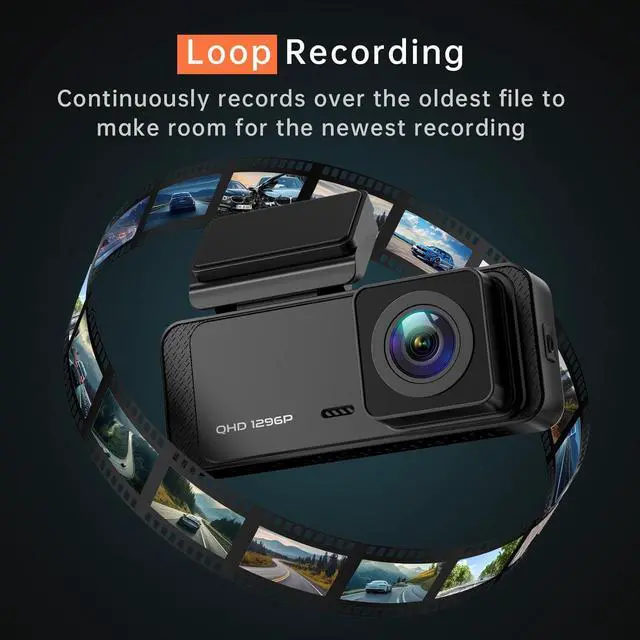 Alt view image 6 of 7 - Dash Cam, 1296P Front Dashcam, Veement V300 WiFi Dash Camera for Cars with App, Night Vision, Mini Hidden Single Car Camera, Loop Recording, 24H Parking Mode, Support 256GB Max, Black