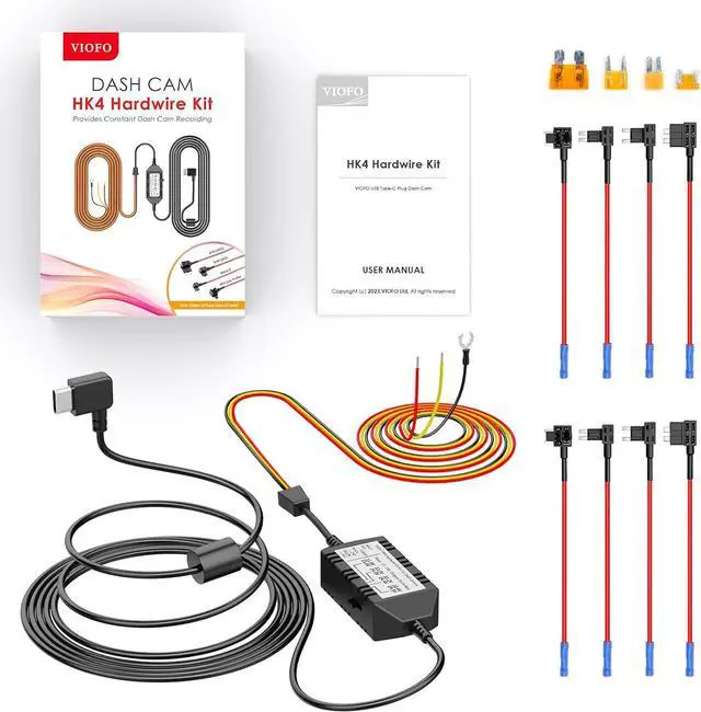 Alt view image 3 of 7 - VIOFO HK4 Hardwire Kit with 8pcs Full Set Circuit Fuse Tap, Type-C Port, for A119MINI /A119MINI 2 /A229 Duo&Plus&PRO /T130 /WM1 /A139 /A139Pro Dash Cam
