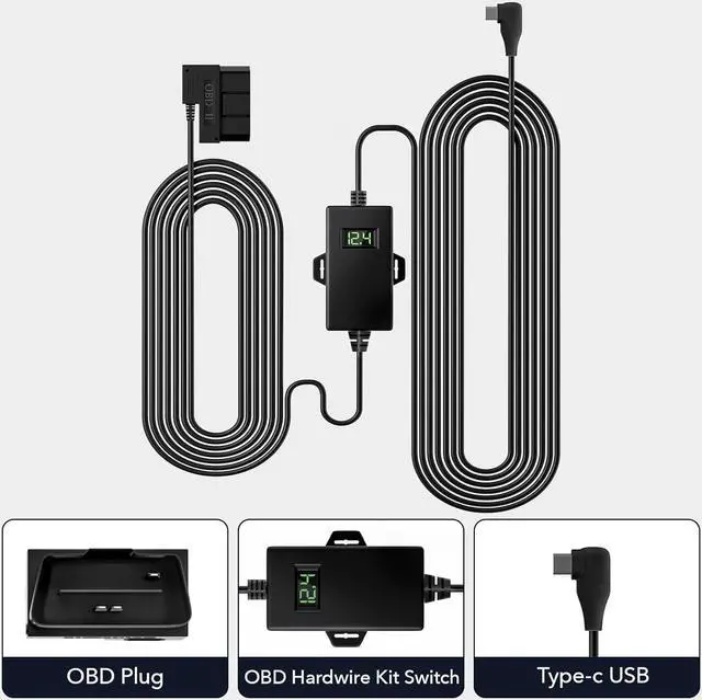 Alt view image 2 of 6 - Dash Cam OBD Hardwire Kit Power Cable Type USB C Port,10FT 12V-24V to 5V,for Dash Camera, Low Voltage Protection