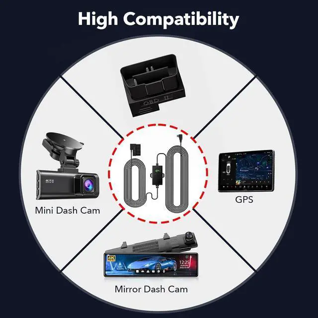 Alt view image 5 of 6 - Dash Cam OBD Hardwire Kit Power Cable Type USB C Port,10FT 12V-24V to 5V,for Dash Camera, Low Voltage Protection