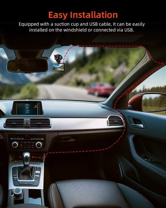 Alt view image 7 of 7 - Dash Cam 1080P FHD Front Dash Camera for Cars, Dashcam with 176°Wide Angle, Night Vision, Parking Monitor,Loop Recording, G-Sensor,32G SD Card, Type C