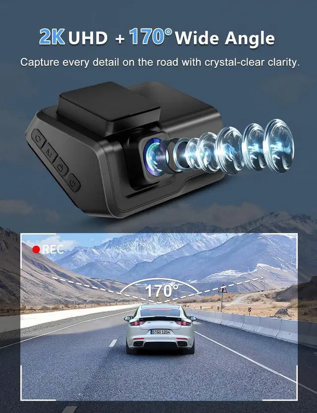 Alt view image 3 of 7 - Dash Cam for Cars, 2K Car Camera with WiFi, Front Dash Camera for Cars, Otovoda Mini Dash Cam with Super Night Vision, 24 Hours Parking Monitor Dashcams, Free 64GB Card, Loop Recording, WDR, G-Sensor