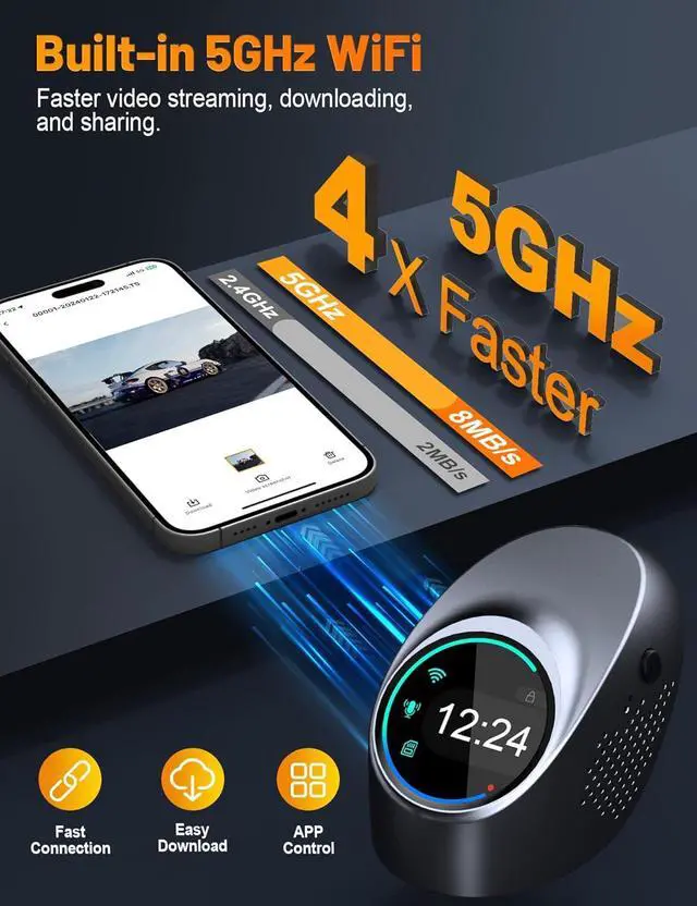 Alt view image 3 of 7 - Dash Cam 4K with Touch Screen, Built-in 5G WiFi, Free 64GB SD Card, Dash Camera for Cars with App, Car Camera, Dashcams for Cars, 24 Hours Parking Monitor, Night Vision, Loop Recording