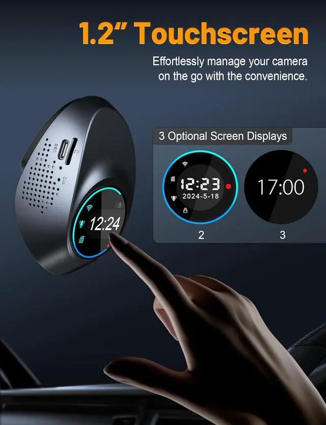 Alt view image 4 of 7 - Dash Cam 4K with Touch Screen, Built-in 5G WiFi, Free 64GB SD Card, Dash Camera for Cars with App, Car Camera, Dashcams for Cars, 24 Hours Parking Monitor, Night Vision, Loop Recording