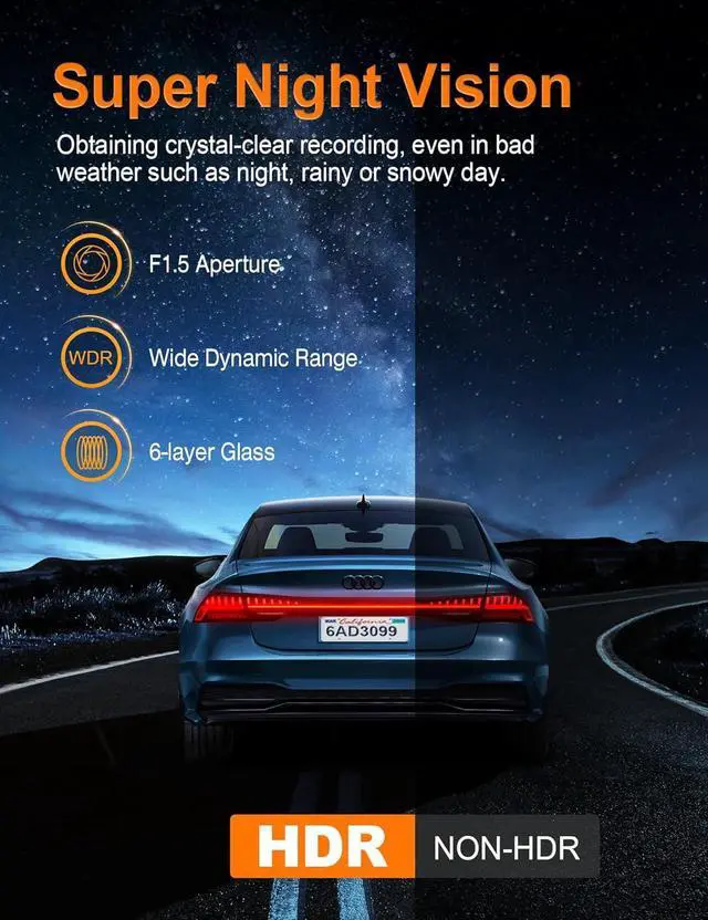 Alt view image 7 of 7 - Dash Cam 4K with Touch Screen, Built-in 5G WiFi, Free 64GB SD Card, Dash Camera for Cars with App, Car Camera, Dashcams for Cars, 24 Hours Parking Monitor, Night Vision, Loop Recording
